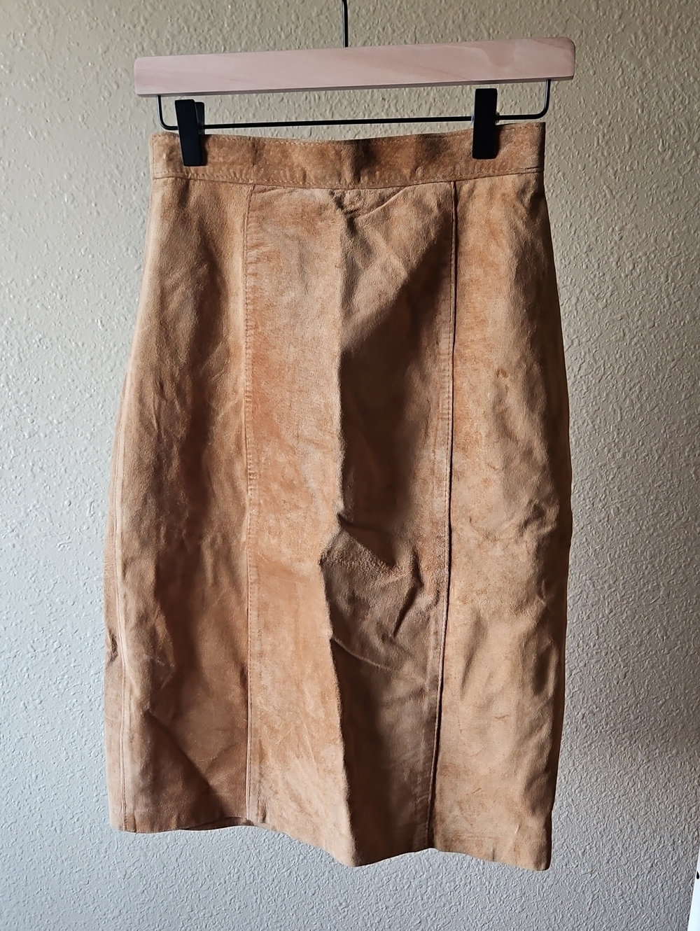 Neutral Tan Suede Pencil Skirt